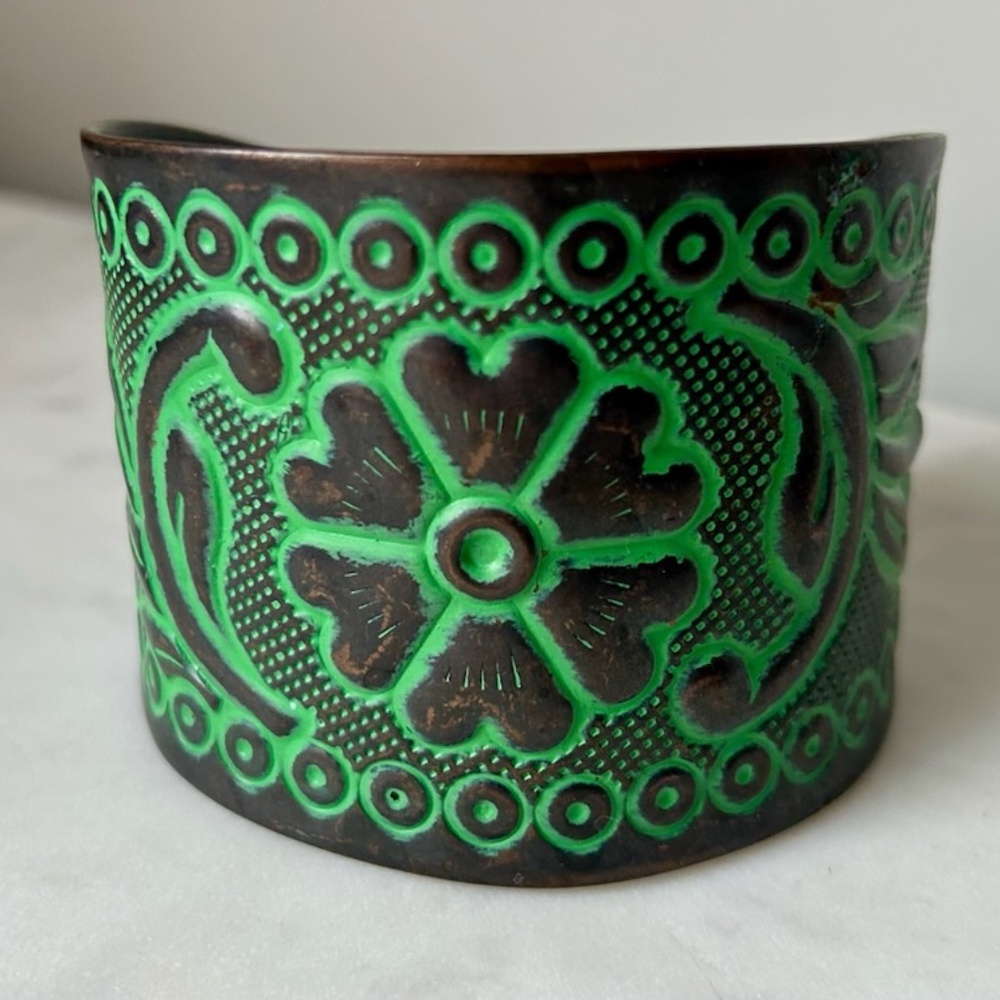 Boho Painted brass cuff bracelet - NWOT